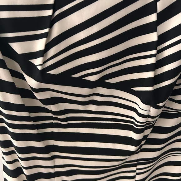 AB Studio Women's Zebra Stripe Mini Dress, Cap Sleeves w/ Zipper Back, Tailored - Picture 7 of 8